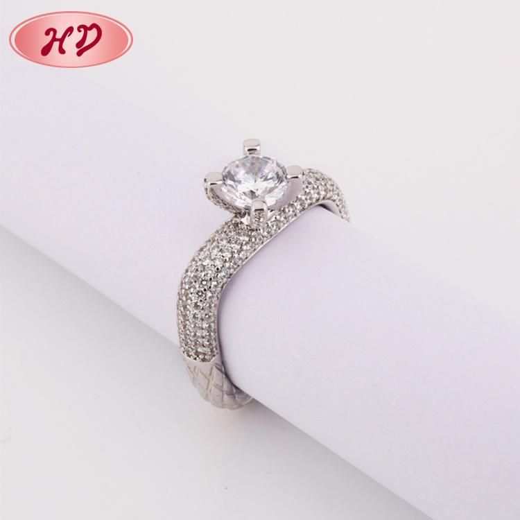 Jewelry Design Women Cubic Zirconia Silver Rhodium Plated Stainless Steel Finger Rings