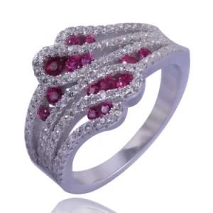 925 Sterling Silver Ruby Ring for Elegant Lady