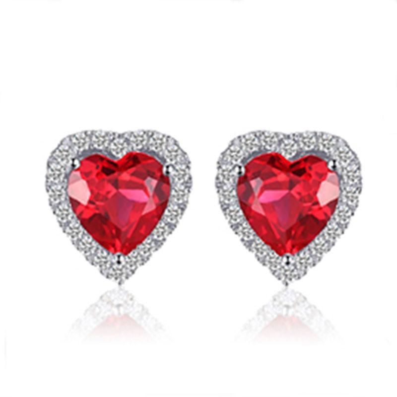 Wholesale 925 Sterling Silver Jewelry Created Gemstone Ruby Earring Jewelry Set