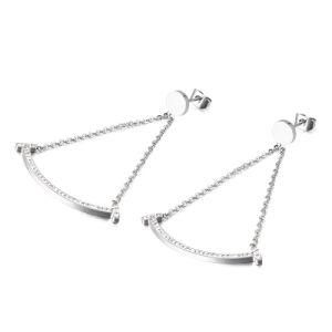 Smile T-Shaped Gold-Plated Stainless Steel Earrings Stud