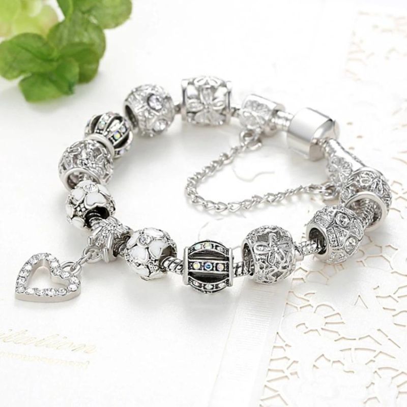 Silver Crystal Luxury Brand Women Charm Bracelet Jewelry Gift