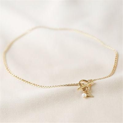 Personalised Initial T-Bar and Toggle Necklace in 18K Gold Fashion Jewelry