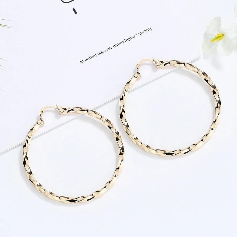 Personalized Copper Fashion Jewellry Gold Stainless Steel Hoop Earrings