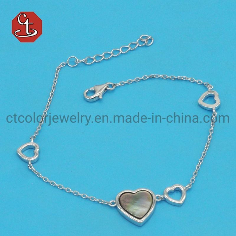 Heart Drop Earring Valentine′s Day Gift for Girls Mother Pearl Silver Earrings