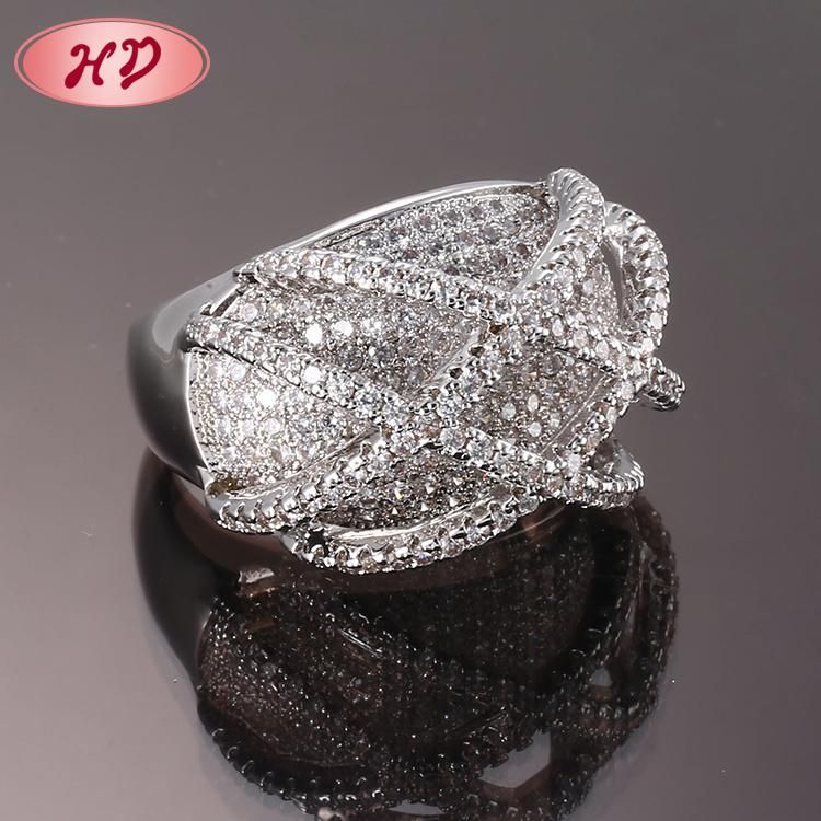 Fashion Women Rhodium Plated Silver Stainless Steel Engagement Wedding Finger Rings Jewelry Design