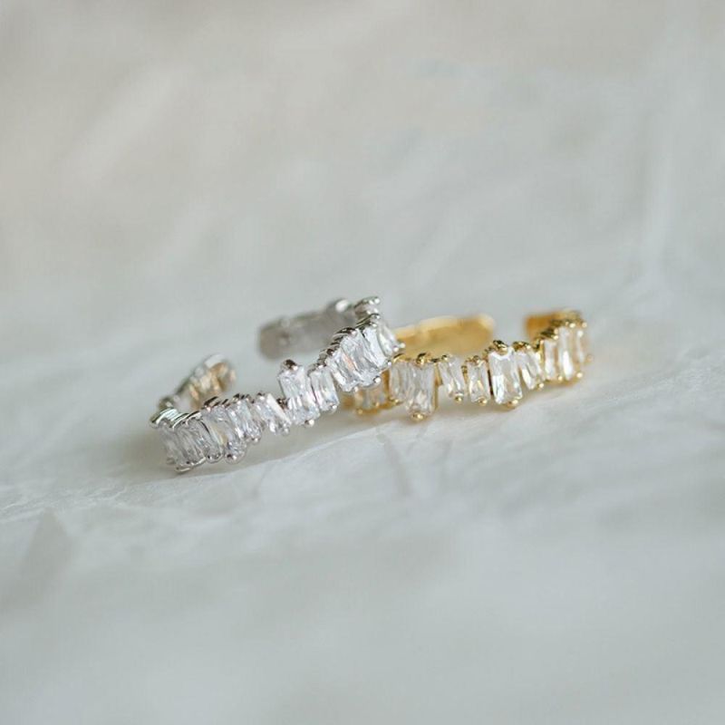 925 Sterling Silver Ring Square Cubic Zircon Adjustable Ring Women Fashion Wedding Fashion Jewelry