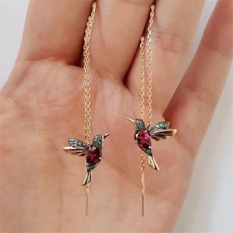 Fashion Little Bird Drop Long Hanging Women Fashion Jewelry Tassel Earring