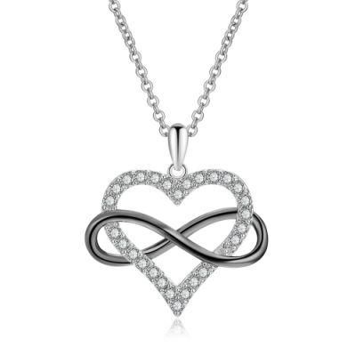 Custom Jewellery Service 925 Sterling Silver Heart Shape Infinity Love Pendant Necklace Jewelry for Wedding Engagement