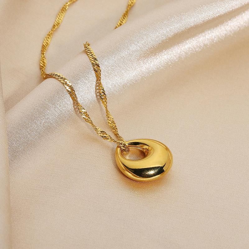 18K Gold Plated Stainless Steel Waterdrop Pendant Necklace for Women Fashion Jewelry