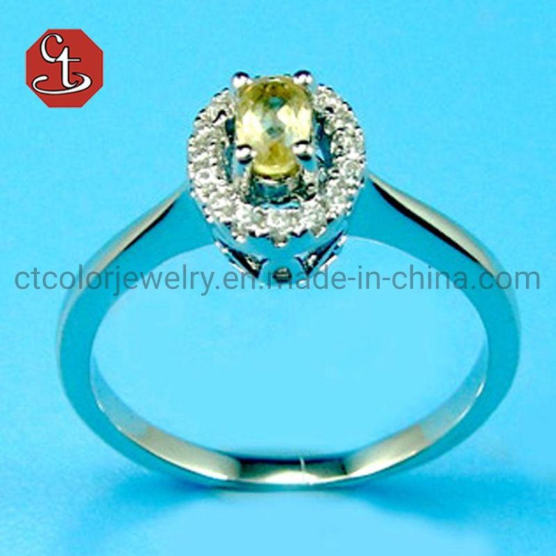 Factory OEM/ODM 925 Sterling Silver Pave Gem Stone Fashion Wedding Ring Custom-Made Jewelry