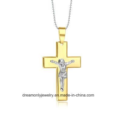 Jewelry Jesus Cross Necklaces AMP Pendants Gold Color Big Stainless Steel Cross Pendant Necklace Men Jewelry