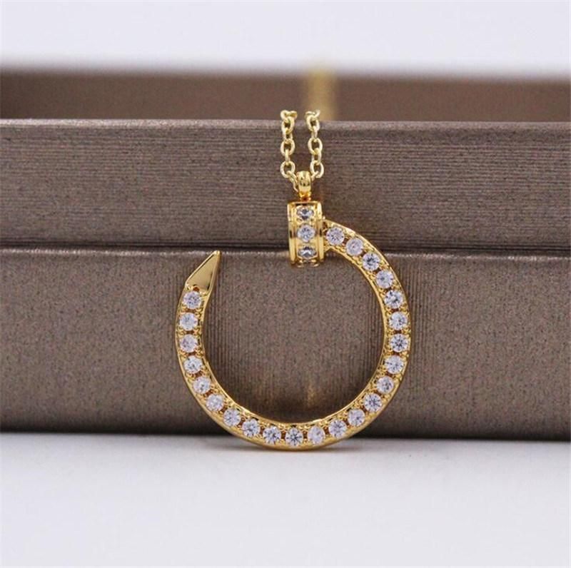 C Letter Design Pendant Necklace Gold Plated Full Diamond Iced out Moon Pendant C Logo Necklace