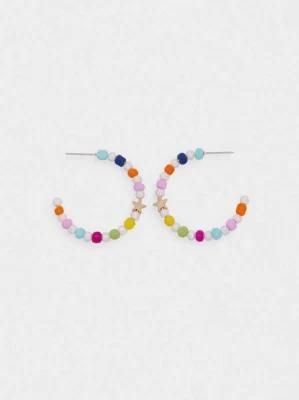 Customized Jewelry Fancy Colorful Beaded Hoop Earrings with Stars