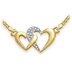 Chain Necklace in Sterling Silver with Double Heart