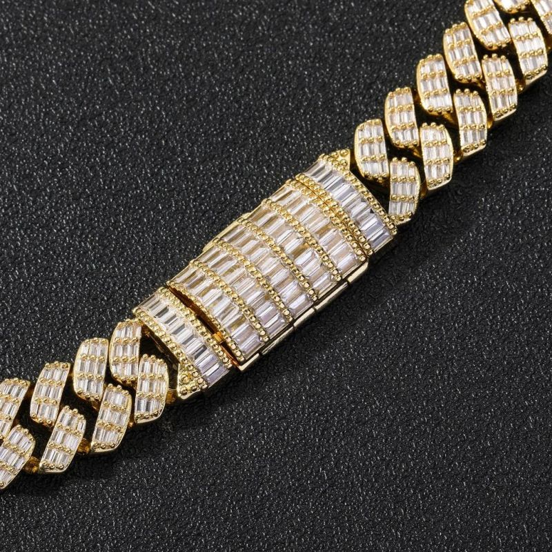 Miami 17mm Square Zircon Diamond Iced out Cuban Chain Mens Hip Hop Necklace Jewelry