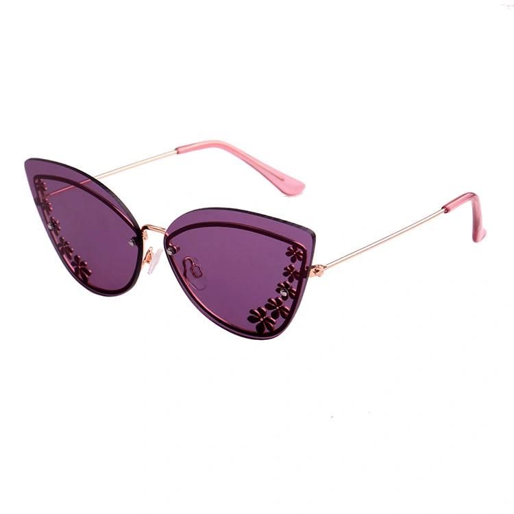 2019 Designed Butterfly with Decoration Oversized Fashion Metal Sunglasses