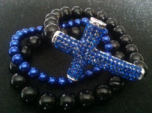 Stretch Bracelet, Pave Stone Bead Bracelet Set, Crystal Sideway Cross Bracelet Z0003