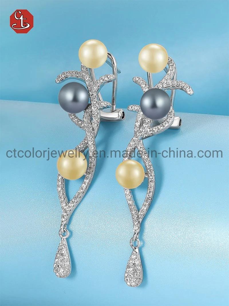 Fashion Imitation Jewellery 925 Sterling Silver Jewelry Design Stud Pearl Earrings Jewelry