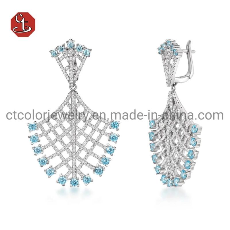 Oval Shape Drop Earrings Fashion Cubic Zircon Silver Earring