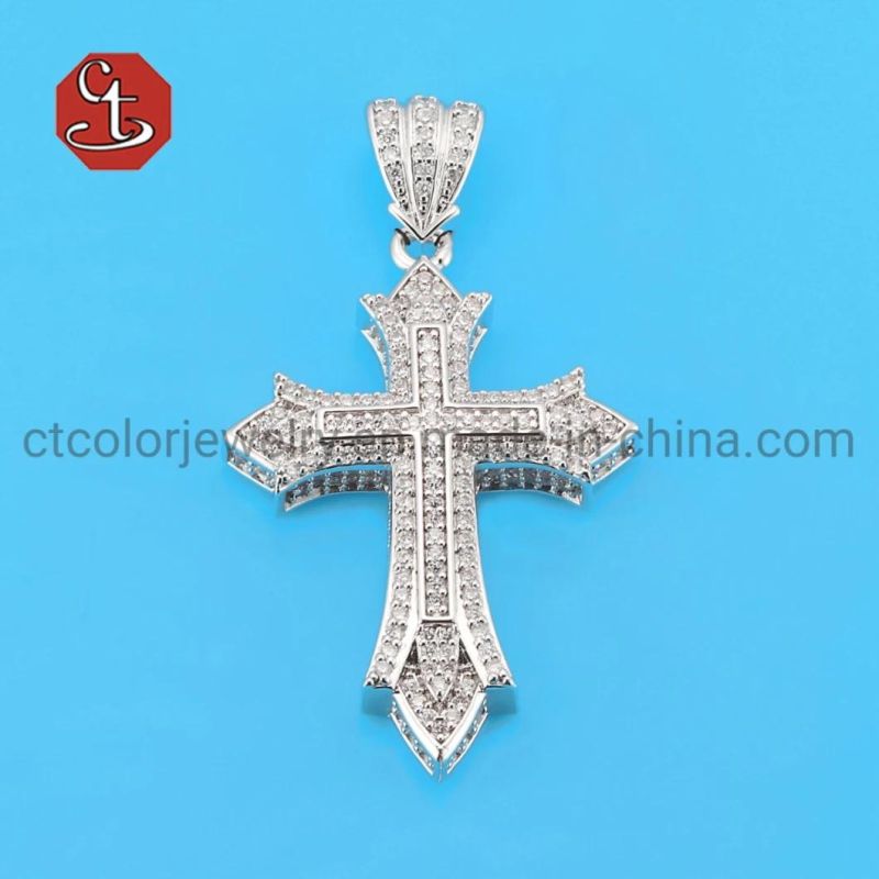 Newest Iced Out Big Cross Custom Jewelry Pendant Necklace for Men Rose Gold Color Christian Necklace Religious Jewelry