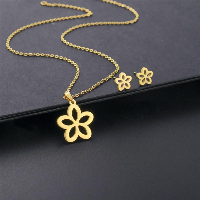 Jewelry Factory Custom Gold Filled Jewelry Set High Quality Cheap Flower Necklace Set Gold Filled jewellery Set Custom