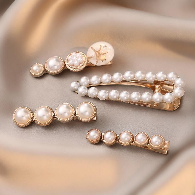 6 Pieces Set Pearl Hair Clip Women Simple Elegant Alloy Hair Pin