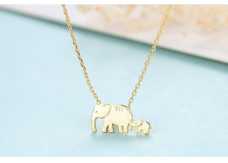 Sterling Sliver 925 Jewelry Mother-Child Elephant Necklace