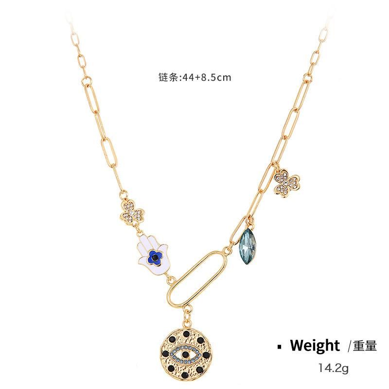 Women′ S Coin Set Diamond Embossed Small Pendant Bib Necklace