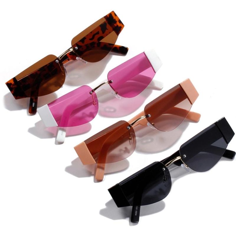 Fashion Design China Manufacturer Frameless Cat Eye Sunglasses Popular New Retro Vintage Colors Trendy Sunglasses for Women′s