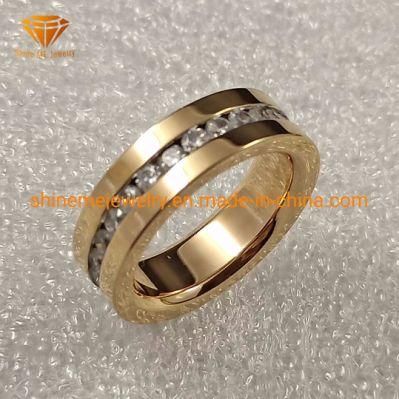 Fashion Jewelry Stainless Steel Rose Gold Gemstone CZ Ring SSR1948