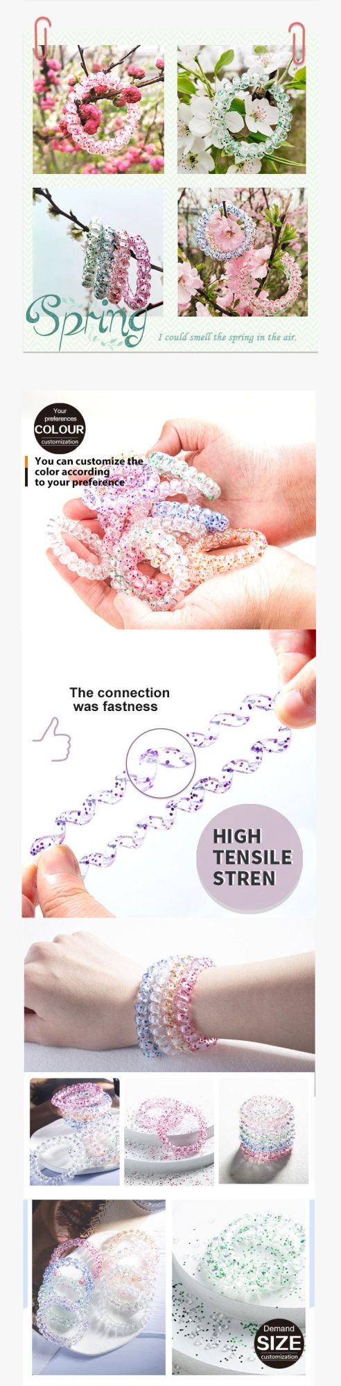 Glitter Powder Telephone Wire Hair Ring