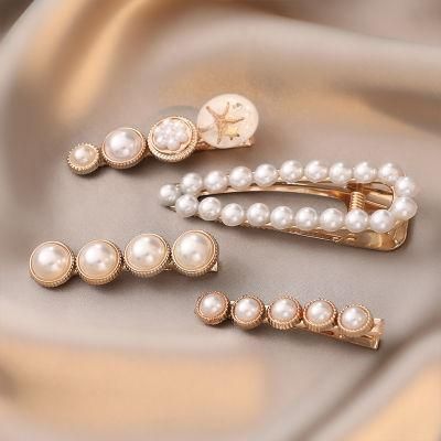 6 Pieces Set Pearl Hair Clip Women Simple Elegant Alloy Hair Pin