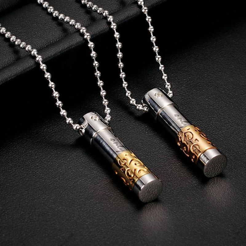 Stainless Steel Perfume Bottle Pendant Jewelry Necklace