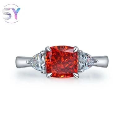Luxury Jewelry 7mm*7mm 5A Zircon Diamond Charm Ring 925 Sterling Silver Wholesale Price