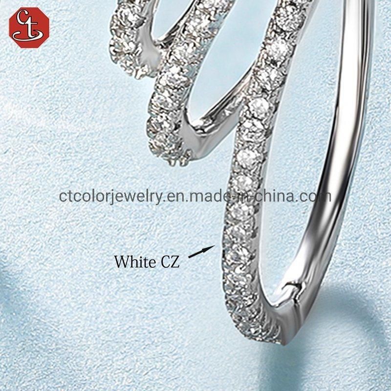 Simple style sterling silve jewelry 4A white cubic zircon earrings