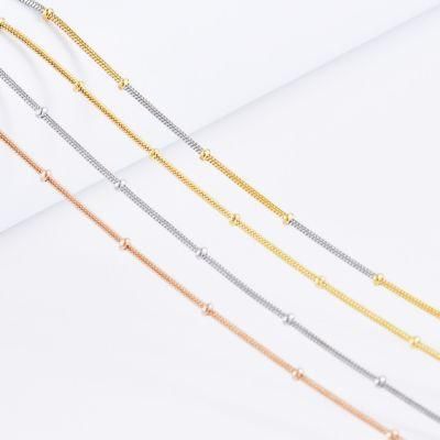 Fashion Accessories Snake Chain Stainless Steel Gold Plated Jewelry with Beads for DIY Lady Gift