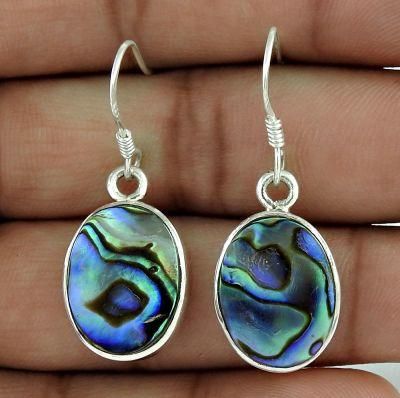 Abalone Shell Gemstone Earring Party Wear 925 Sterling Silver Earrings Handmade Jewelry Wholesaler