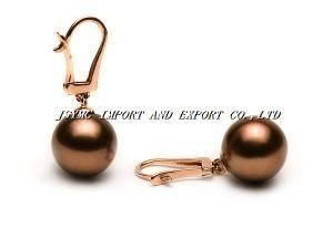 9-10mm Freshwater Pearl Earring Chocolate Color (JSYMC-878)