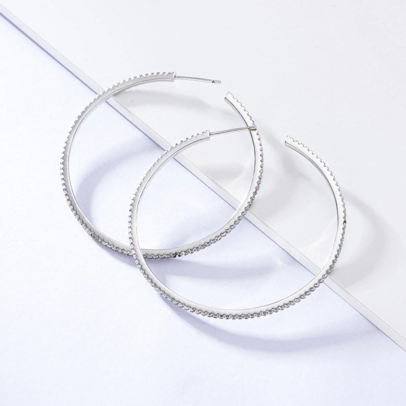 Fashion Lady Jewelry 925 Sterling Silver Big Hoop Earrings