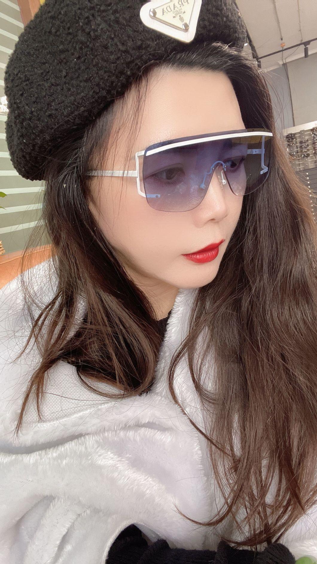 Custom Oversized Onepiece Sun Glasses High Quality Women Metal Polarized UV 400 Best Sunglass with Colord Lens