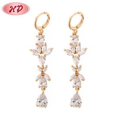 Colorful Jewelry Rainbow Cubic Zirconia Long Drop Earrings for Women