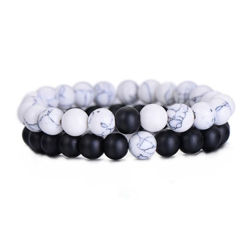 Frosted Stone White Turquoise Beads Bracelet Men Bracelets