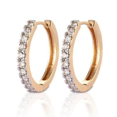 Fashion 18K 14K Gold Plated Costume Imitation Jewelry with Pearl CZ Hoop Huggie Earring for Women