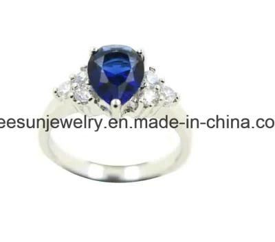 Fashion Sterling Silver Jewelry Sapphire Blue Wedding Ring