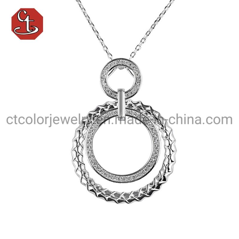 Hotselling OEM Custom Fashion 925 Silver Pendant Jewelry Gold Plated Necklaces with Circular Charm Women