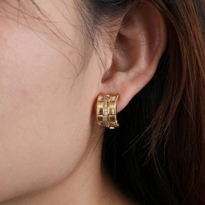 Minimalist Cubic Zirconia Gold Filled Hoop Earrings Women 18K Gold Plated Brass Earrings Jewelry Ladies Sets Latest