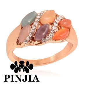 Light Brown Rhinestones Cocktail Ring