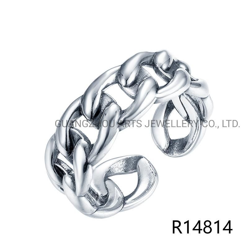 925 Sterling Silver Geometric Chain Hip Hop Classic Open Ring