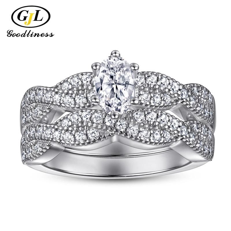 925 Sterling Silver Women CZ Rings Set Wedding Jewelry