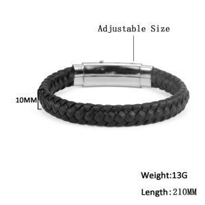 Engraving Custom Logo Stainless Steel Clasp Braided Weave Men&prime;s Leather Bracelet